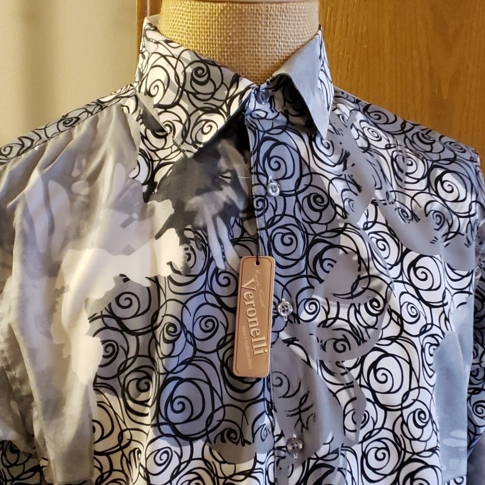 Karl knox veronelli grey floral NWT long sleeve